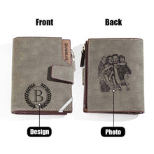 Load image into Gallery viewer, Personalized Photo Men’s Foldable Leather Wallet with Custom Text
