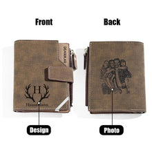 Load image into Gallery viewer, Personalized Photo Men’s Foldable Leather Wallet with Custom Text
