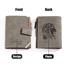 Load image into Gallery viewer, Personalized Photo Men’s Foldable Leather Wallet with Custom Text
