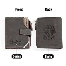 Load image into Gallery viewer, Personalized Photo Men’s Foldable Leather Wallet with Custom Text
