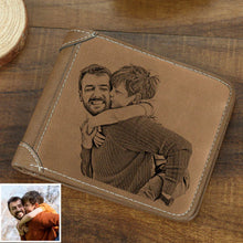 Load image into Gallery viewer, Personalized Men&#39;s Grey Bifold Photo Wallet for Dad
