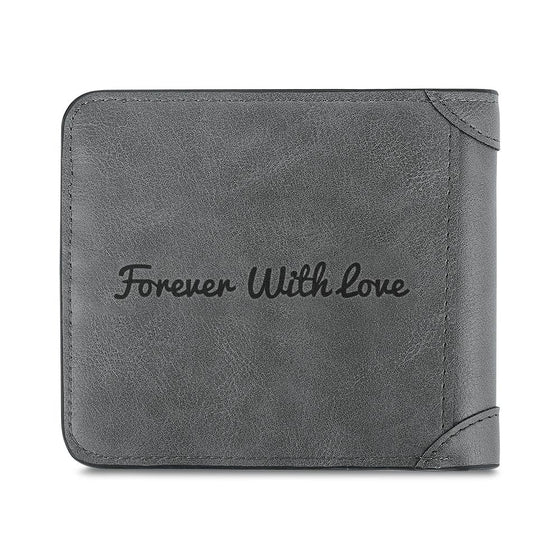 Personalized Men's Grey Bifold Photo Wallet for Dad