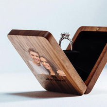 Load image into Gallery viewer, Personalized Slim Wooden Engagement Ring Box – Unique Jewelry Box