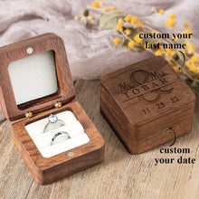 Load image into Gallery viewer, Personalized Engraved Wooden Ring Box – Anniversary Gift for Her

