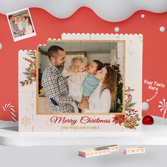 Personalized Photo & Text Puzzle Block Ornament – Custom Desktop Christmas Gift