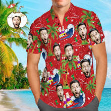 Load image into Gallery viewer, Custom Face Surfing Santa Hawaiian Shirt – Personalized Christmas Gift for Men
