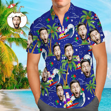 Load image into Gallery viewer, Custom Face Surfing Santa Hawaiian Shirt – Personalized Christmas Gift for Men
