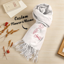 Load image into Gallery viewer, Personalized Birth Month Flower Name Scarf – Unique Christmas Gift
