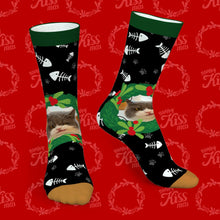 Load image into Gallery viewer, Custom Mistletoe &amp; Fishbone Christmas Socks – Personalized Holiday Gift for Her

