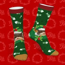 Load image into Gallery viewer, Custom Mistletoe &amp; Fishbone Christmas Socks – Personalized Holiday Gift for Her
