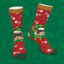 Load image into Gallery viewer, Custom Mistletoe &amp; Fishbone Christmas Socks – Personalized Holiday Gift for Her

