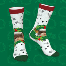 Load image into Gallery viewer, Custom Mistletoe &amp; Fishbone Christmas Socks – Personalized Holiday Gift for Her
