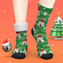 Load image into Gallery viewer, Custom Photo Santa Hat Thick Socks – Personalized Christmas Pet Gift
