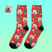 Load image into Gallery viewer, Custom Photo Santa Hat Thick Socks – Personalized Christmas Pet Gift
