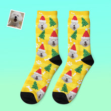 Load image into Gallery viewer, Custom Photo Santa Hat Thick Socks – Personalized Christmas Pet Gift
