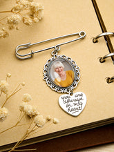 Load image into Gallery viewer, Personalized Angel Wings Photo Charm Brooch – Wedding Memorial Gift for Bride
