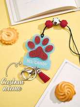 Load image into Gallery viewer, Personalized Glitter Paw ID Badge Lanyard with Text Beads and Tassels for Teachers and Pet Lovers
