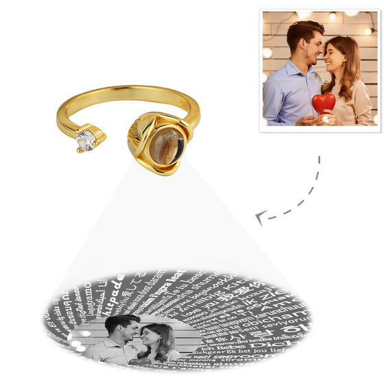 Custom Projection Ring – I Love You in 100 Languages Adjustable Ring