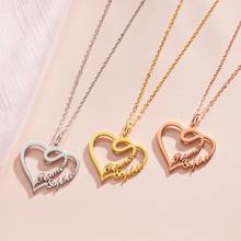 Load image into Gallery viewer, Custom Overlapping Heart Two Names Necklace – 925 Sterling Silver
