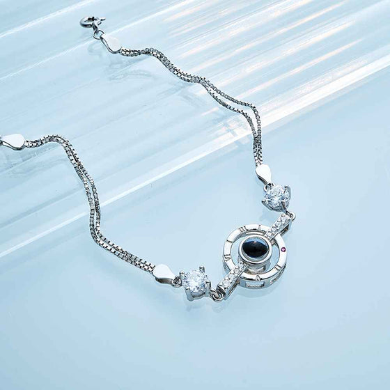 Personalized Photo Projection Bracelet – Roman Numerals Elegant Bracelet for Her