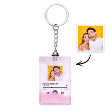 Load image into Gallery viewer, Custom Photo Quicksand Keychain with Scannable Music Code &amp; LED Light
