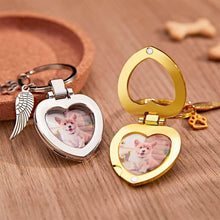 Load image into Gallery viewer, Personalized Photo Keychain with Angel Wing &amp; Paw – Pet Memorial Gift