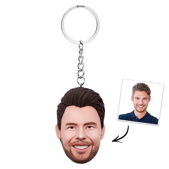 Personalized Bobblehead Keychain – Custom 1-Person Head Design