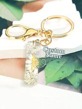 Load image into Gallery viewer, Personalized Beige Dried Flower Letter Keychain – Custom Initial Bag Charm
