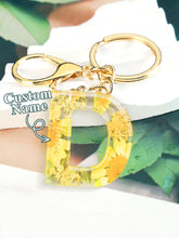 Load image into Gallery viewer, Personalized Name Light Yellow Dried Flower Letter Keychain – Custom Alphabet Bag Charm
