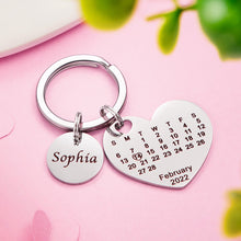 Load image into Gallery viewer, Custom Engraved Heart Calendar Keychain – Save the Date Gift