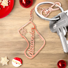 Load image into Gallery viewer, Personalized Christmas Socks Name Keychain – Holiday Gift for Family &amp; Friends
