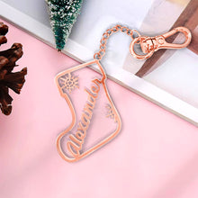Load image into Gallery viewer, Personalized Christmas Socks Name Keychain – Holiday Gift for Family &amp; Friends
