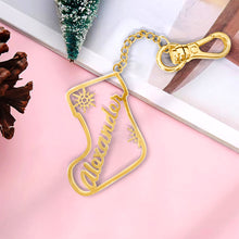 Load image into Gallery viewer, Personalized Christmas Socks Name Keychain – Holiday Gift for Family &amp; Friends
