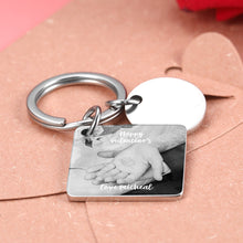 Load image into Gallery viewer, Personalized Photo Engraved Calendar Silver Keychain – Anniversary Gift