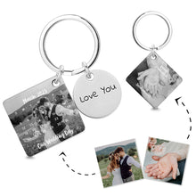 Load image into Gallery viewer, Personalized Photo Engraved Calendar Silver Keychain – Anniversary Gift