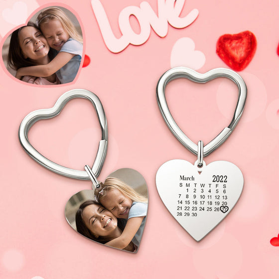 Engraved Photo Keychain – Personalized Heart Design