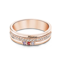 Load image into Gallery viewer, Personalized Birthstone Ring – Engraved Text Jewelry Gift for Women
