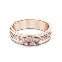 Load image into Gallery viewer, Personalized Birthstone Ring – Engraved Text Jewelry Gift for Women