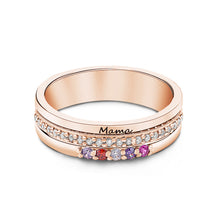 Load image into Gallery viewer, Personalized Birthstone Ring – Engraved Text Jewelry Gift for Women