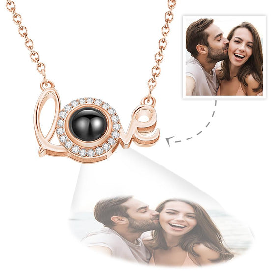 Custom Love Projection Necklace – Personalized Picture Jewelry Silver