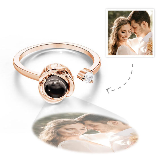 Custom Photo Projection Ring – Personalized Open Ring for Women