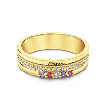 Load image into Gallery viewer, Personalized Birthstone Ring – Engraved Text Jewelry Gift for Her