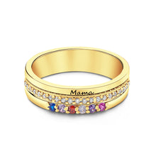 Load image into Gallery viewer, Personalized Birthstone Ring – Engraved Text Jewelry Gift for Her