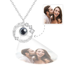 Load image into Gallery viewer, Custom Wreath Photo Projection Necklace – 925 Sterling Silver