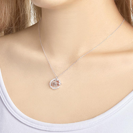 Custom Wreath Photo Projection Necklace – 925 Sterling Silver