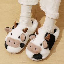 Load image into Gallery viewer, Cozy Cow Cotton Slippers – Warm Cartoon Animal House Footwear
