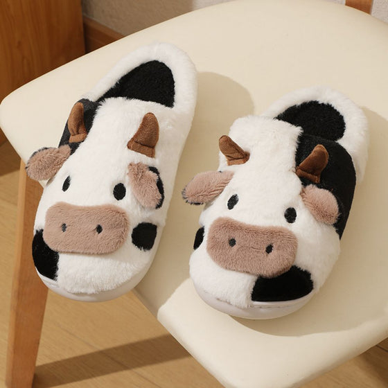 Cozy Cow Cotton Slippers – Warm Cartoon Animal House Footwear