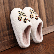 Load image into Gallery viewer, Leopard Paw Print Christmas Cotton Slippers – Cozy Holiday Home Shoes
