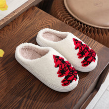 Load image into Gallery viewer, Red Christmas Tree Cotton Slippers – Cozy Holiday Home Shoes
