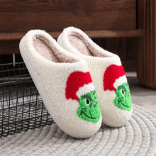 Load image into Gallery viewer, Christmas Grinch Cotton Slippers – Cozy Holiday Home Shoes

